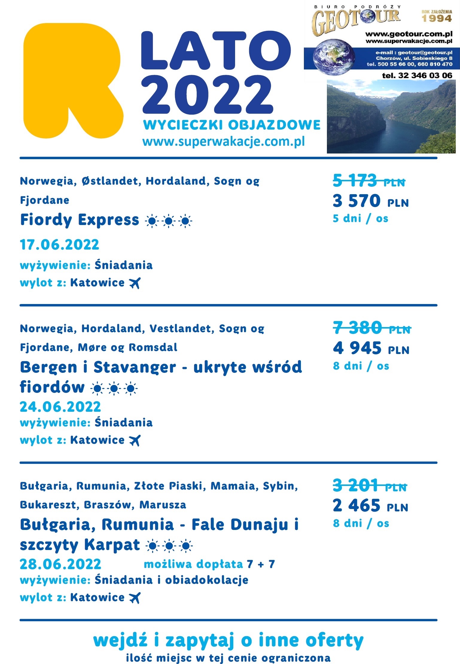 Rainbow Tours Chorzów – Aktualne oferty turystyczne – tel 32 3460306